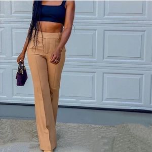 Zara Blogger’s Favorite Tan Wide Leg Flare Trouser Size XS